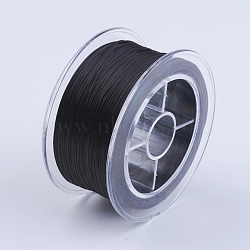 Flat Elastic Crystal String, Elastic Beading Thread, for Stretch Bracelet Making, Black, 0.8mm, about 54.68 yards(50m)/roll(EW-I001-0.8mm-04)