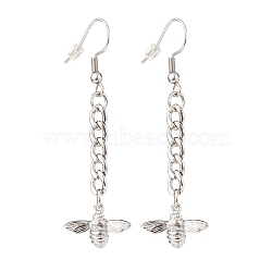 Curb Chains with Brass Charm Long Dangle Earrings, 304 Stainless Steel Jewelry for Women, Animal Pattern, 57mm, Pin: 0.7mm, Pendant: 11.5x17x4mm(EJEW-JE04963-02)