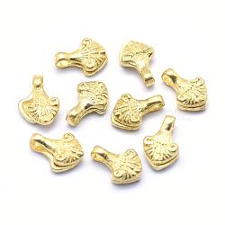 Brass Counter Clips, Buddhist Jewelry Findings, Lead Free & Cadmium Free & Nickel Free, Triangle, Raw(Unplated), 14x9x4mm, Hole: 3x3.5mm(KK-G319-35C-RS)