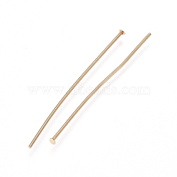 304 Stainless Steel Flat Head Pins, Real 18K Gold Plated, 35x0.5mm, Head: 1mm(STAS-I314-A07-G)