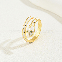 Brass Cubic Zirconia Snake Rings for Women, Enamel Cuff Rings, White, Inner Diameter: 16~18mm(RM7588-1)