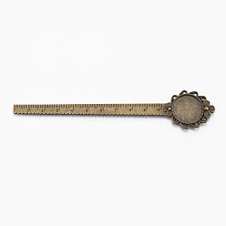 Tibetan Style Alloy Cabochon Setting, Ruler/Bookmarks, Antique Bronze, Tray: 20mm, 137x28x3mm(PALLOY-E449-06AB)