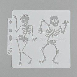 Large Plastic Reusable Drawing Painting Stencils Templates, for Painting on Scrapbook Fabric Tiles Floor Furniture Wood, Skull Pattern, 130x140x0.3mm, Hole: 7mm and 7x12mm(DIY-F053-25B)