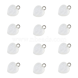 12Pcs Natural Quartz Crystal Heart Charms, Rock Crystal, with Stainless Steel Loops, Stainless Steel Color, 13x10x5mm, Hole: 2mm(G-FI0001-29)