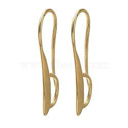 Brass Earring Hooks, Cadmium Free & Lead Free, Real 24K Gold Plated, 22x8x2mm, Hole: 2x5mm, Pin: 0.8mm(KK-H502-12G)