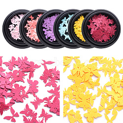 Paper Cabochons, Nail Art Decorations, Lifelike Butterfly, Mixed Color, 3~5x4~7x0.1mm, about 100pcs/box(MRMJ-Q072-22)