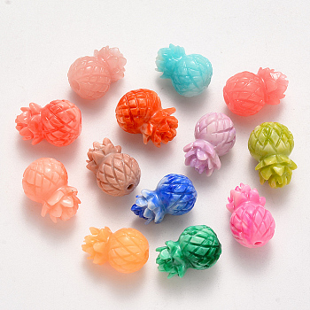 Synthetic Coral Beads, Dyed, Pineapple, Mixed Color, 16x11mm, Hole: 1.6mm