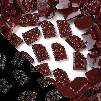 Luminous Resin Imitation Chocolate Decoden Cabochons, Glow in the Dark, Coconut Brown, Rectangle, 11.5x8x3mm