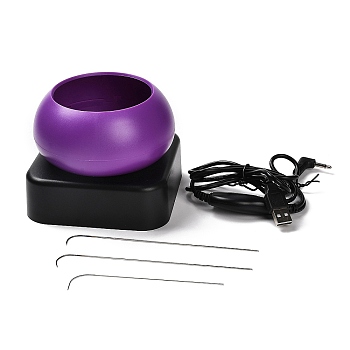 Plastic Electric Beading Spinners, with USB Charger & Iron Bent Tip Beading Needle, Purple, Package: 11.8x11.8x9.7cm