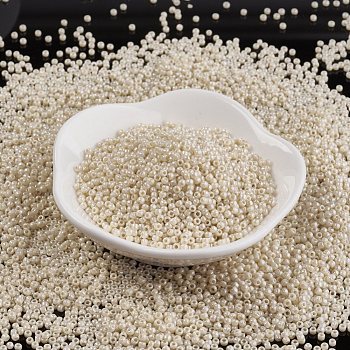 TOHO Japanese Seed Beads, Round, 11/0, AB Color, (409) Opaque AB Light Beige, 2x1.5mm, Hole: 0.5mm, about 42000pcs/pound