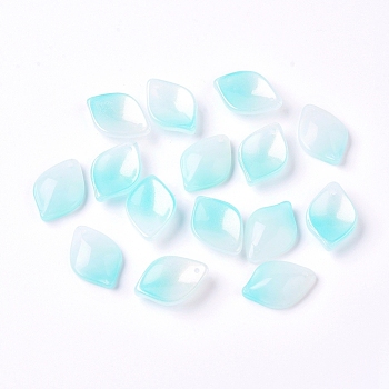 Imitation Jade Glass Pendants, Petal, Sky Blue, 19x13x4.5mm, Hole: 1mm