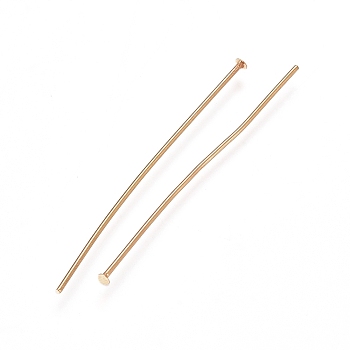 304 Stainless Steel Flat Head Pins, Real 18K Gold Plated, 35x0.5mm, Head: 1mm