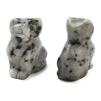 Natural Sesame Jasper Carved Figurines, for Home Office Desktop Decoration, Cat, 10.5~13x16~18x21.5~23.5mm