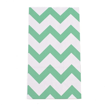 White Kraft Paper Bags, No Handles, Storage Bags, Wave Pattern, Spring Green, 23.5x13x8cm