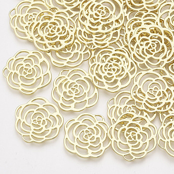 Alloy Filigree Joiners Links, Flower, Light Gold, 21x21x1mm