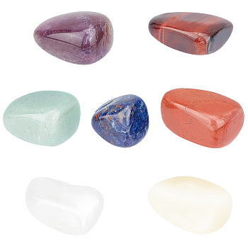 Chakra Natural Mixed Gemstone Beads, Healing Stones, for Energy Balancing Meditation Therapy, Tumbled Stone, Vase Filler Gems, No Hole/Undrilled, Nuggets, 20~35x13~23x8~22mm, 7pcs/box