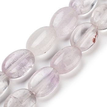 Natural Amethyst Beads Strands, Flat Oval, 14x9.5x5mm, Hole: 1.2mm, about 28pcs/strand, 14.57''(37cm)