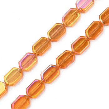 Electroplate Glass Beads Strands, AB Color, Oval, Dark Orange, 9.5x6.5x3.5mm, Hole: 0.9mm, about 78Pcs/strand, 25.59 inch(65cm)