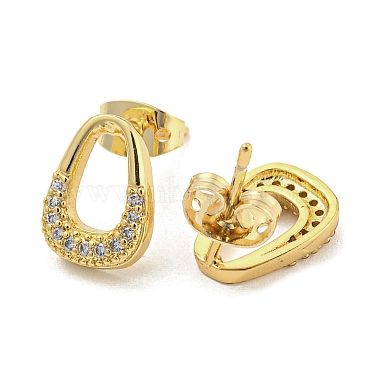Brass Micro Pave Cubic Zirconia Stud Earrings(EJEW-P261-38G)-2
