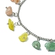 Chakra Theme Natural & Synthetic Mixed Gemstone Nugget Charm Bracelets(BJEW-TA00401)-3