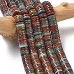 Natural Ocean Jasper Beads Strands, Disc, Heishi Beads, 8x1~1.5mm, Hole: 1.2mm, about 304pcs/strand, 15.16''(38.5cm)(G-G329-B08-8x1mm)