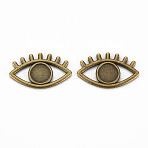 Tibetan Style Alloy Tray Settings, Cadmium Free & Lead Free, Eye, Antique Bronze, Tray: 9mm, 17x28x1.5mm(TIBEP-N010-006AB-RS)