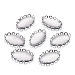 Non-Tarnish 201 Stainless Steel Tray Settings, Lace Edge Bezel Cups, Oval, Stainless Steel Color, Tray: 12.5x7.5mm, 13x8x2mm,(STAS-P245-23P)