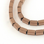Electroplate Non-magnetic Synthetic Hematite Bead Strands, Cuboid, Copper Plated, 8x4x4mm, Hole: 1mm, about 51pcs/strand, 16.1 inch(G-S203-11C)
