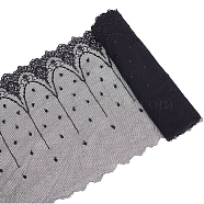 Flower Pattern Polyester Mesh Tulle Fabric, Garment Accessories, Black, 23.1~24x0.005cm(DIY-WH0308-323A)