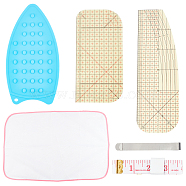 Hot Ironing Measuring Ruler Sets, with  Hot Ironing Measuring Ruler, Measurement Ruler Sewing Tool, Soft Tape Measure, Silicone Iron Rest Pad, Ironing Mat, Mixed Color, 7pcs/set(TOOL-GF0001-48)