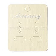 Paper Jewelry Display Cards, Earring Display Cards, Rectangle with Word Accessory, Beige, 5.5x4.5x0.05cm, Hole: 6mm and 2mm and 12x7.5mm(CDIS-M005-35)