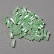 Opaque Colours Glass Twist Bugle Beads, Round Hole, Light Green, 6~7x2mm, Hole: 0.9mm, 270pcs/bag(GLAA-WH0039-08F)