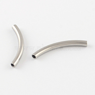 304 Stainless Steel Tube Beads, Stainless Steel Color, 40x4mm, Hole: 3mm(STAS-R065-49)