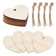 Heart Shape Unfinished Wood Cutouts Ornaments, for Hanging Decoration, Crafts DIY Party Supplies, BurlyWood, 80mm, 10pcs/bag(WOOD-TAC0003-66)