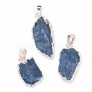 Natural Kyanite Pendants, with Eco-Friendly Brass, Lead Free & Cadmium Free, Silver, 23.5~35x15.5~18.5x4.5~8.5mm, Hole: 7X4.5mm(G-K324-08S)