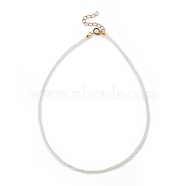 Faceted Rondelle Glass Beaded Necklaces, with Golden Plated Brass Spring Ring Clasps, Light Yellow, 14.37 inch(36.5cm)(NJEW-JN03004-07)