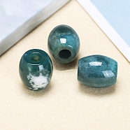 Natural Moss Agate Large Hole Barrel Beads, European Beads, 18x16mm, Hole: 6mm(PW-WG3EBC5-06)