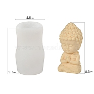 DIY Candle Silicone Molds, for Candle Making, Food Grade Silicone, Buddhist, White, 5.5x9.3cm(PW-WG28041-05)
