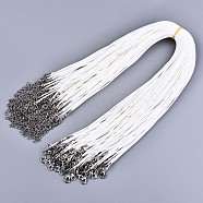 Waxed Cotton Cord Necklace Making, with Alloy Lobster Claw Clasps and Iron End Chains, Platinum, White, 17.12 inch(43.5cm), 1.5mm(MAK-S034-008)