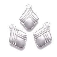 Tarnish Resistant 304 Stainless Steel Pendants, Rhombus, Stainless Steel Color, 13x9x0.5mm, Hole: 1.2mm(STAS-M274-064P)