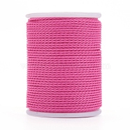 Round Waxed Polyester Cord, Taiwan Waxed Cord, Twisted Cord, Hot Pink, 1mm, about 12.02 yards(11m)/roll(YC-G006-01-1.0mm-19)