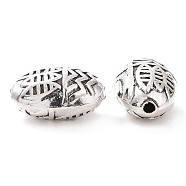 Tibetan Style Alloy Beads, Oval with Fish, Antique Silver, 13x8.5x6.5mm, Hole: 1.4mm, about 473pcs/1000g(FIND-H038-20AS)
