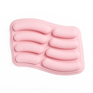 Sausage Food Grade Silicone Molds, with Plastic Lids, Fondant Molds, Baking Molds, Chocolate, Candy, Biscuits, UV Resin & Epoxy Resin Jewelry Making, Pink, 248x170x28mm(DIY-G022-11)