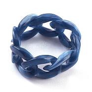 Cellulose Acetate(Resin) Finger Rings, Curb Chains, Marine Blue, US Size 9 1/4, Inner Diameter: 19mm(RJEW-H130-C01)