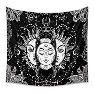 Polyester Tapestry Wall Hanging, Sun and Moon Psychedelic Wall Tapestry with Art Chakra Home Decorations for Bedroom Dorm Decor, Rectangle, Black, 1300x1500mm(PW23040478006)