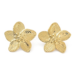 Flower 304 Stainless Steel Stud Earrings, Real 18K Gold Plated, 28x29.5mm(X-EJEW-L267-002G)