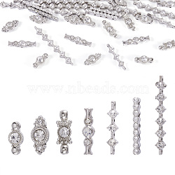35pcs 7 style Alloy Bar Spacers, Alloy Grade A Rhinestone Spacers, Metal Alloy Bar Spacers, Alloy S-Shape Rhinestone Spacers Bars, Platinum, 5pcs/style(FIND-FW0001-21)