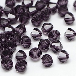 Imitation 5301 Bicone Beads, Transparent Glass Faceted Beads, Indigo, 6x5mm, Hole: 1.3mm, about 288pcs/bag(GLAA-F026-C11)
