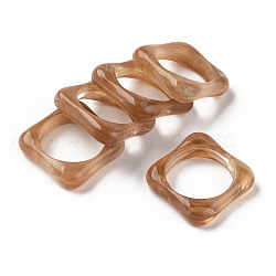 Transparent Resin Finger Rings, Imitation Gemstone Style, Square, Peru, US Size 7 1/4(17.7mm)(RJEW-S046-001-A02)