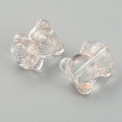 Handmade Lampwork Beads, Bear, Clear, 14x11.5~12x9mm, Hole: 1mm(LAMP-CJC0008-13B)